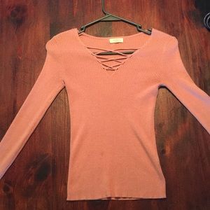 Pink long sleeve tight sweater from Bealls outlet